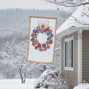 Christmas Ornament House Flag Wreath House Flag Door‎ Decoration Lillian Vernon